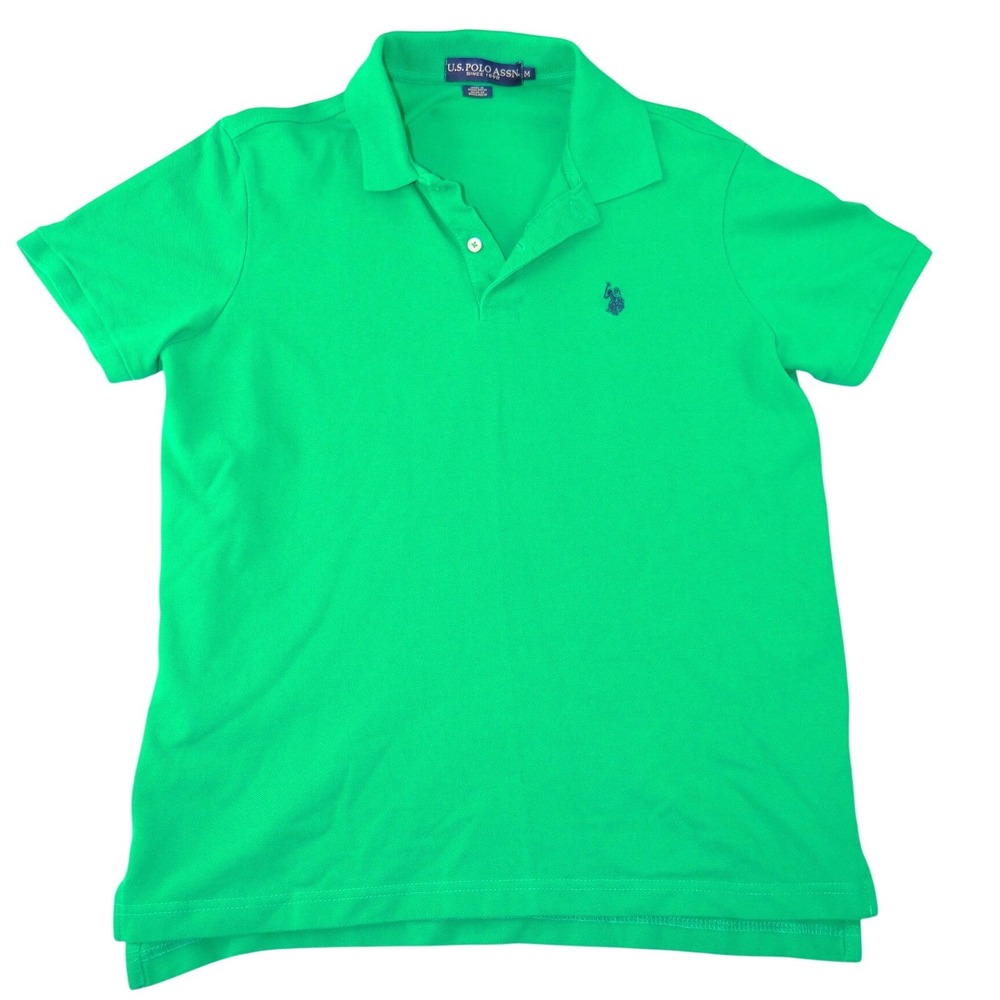US Polo Assn Mens Green Short Sleeve Pique Cotton Polo Shirt Size M